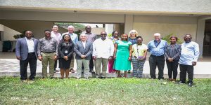 IITA Director General and CGIAR Regional Director for Continental Africa, Dr Simeon Ehui and International Potato Center (CIP) Director General Dr Simon Heck with the CIP team and some of IITA's Management members and researchers.
