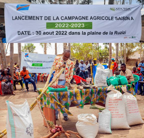 Administrator of Uvira Territory, Bonheur Kayamba, launching the 2022-2023 agriculture season in South Kivu.