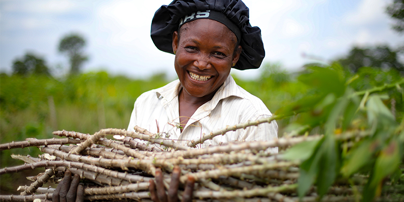 Mrs Francisca Ajav, the owner of the demonstration plot in Aliade, Gwer East Local Government.