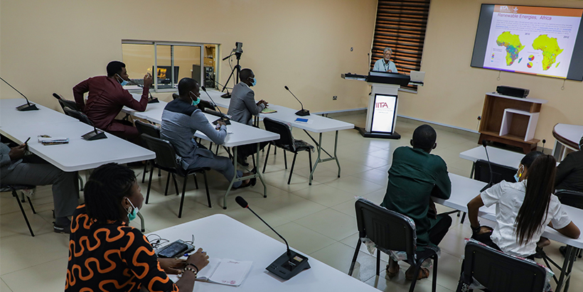 IITA FMS Head Waheed Quader giving a presentation on renewable energy in Africa.