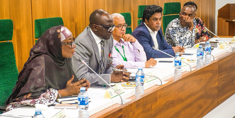 (L-R) Ambassador Mairo Musa Abbas, Director-PCVE, Major General A. G. Laka, National Coordinator, NCTC, Prakash Kant Silwal, Principal Specialist, IITA, Captain Palash Kawsher, Security Risk Management Expert IITA, Dr Ayoade Adetoye, Advisor, IITA, Ms Adeniyi Ronke,Consultant IITA.