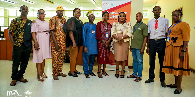 The IITA Knowledge Center team with the Oyo State Chapter delegation from the Nigerian Library Association.