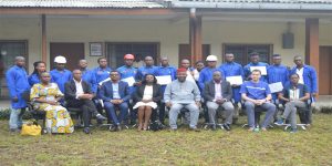 The training recipients and representatives of IITA, SDN, and HYPREP. L-R Josephine Nzidee, Isa Wasa, Jesse-Martin Manufor, Grace Ekanem, Richardson Okechukwu, Alex Seneu Ebimaro, and Ifeoma Ndekwu.