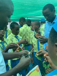 Some of the students during a practical session on the field.