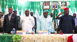 Picture of DG Sanginga with Chief Obasanjo  and Ebonyi State Governor David Umahi at the second NZHF.
