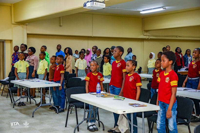 Participants at the Outreach program reciting the Nigerian National Anthem.