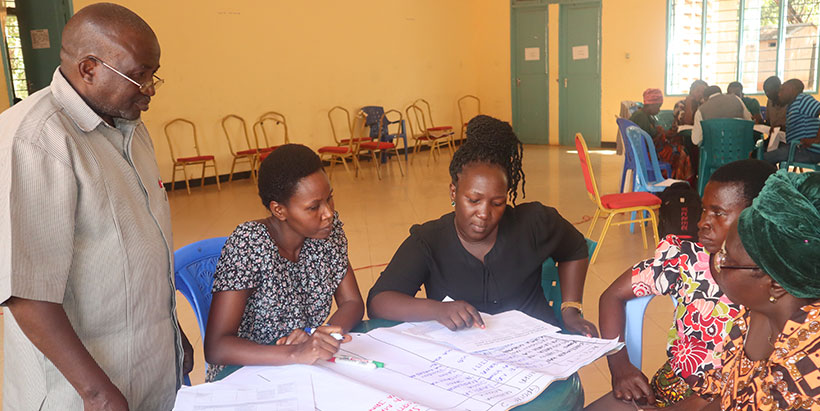 Participants developing transformative action plans to solve the key priority problems identified during the gender study in Tabora Town Council