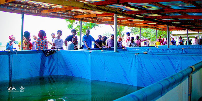 Participants at the tarpaulin pond.