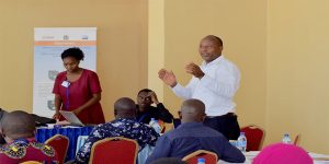 Prosper Makundi (standing) Head of Environmental Management Unit building awareness for the tutors from Agriculture Training Institutes on CSA’s as part of building their capacity.