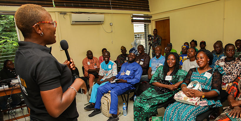 RadioIITA Team Lead, Dajie Odok, enjoining participants to make the most of the training and spread the knowledge gained.