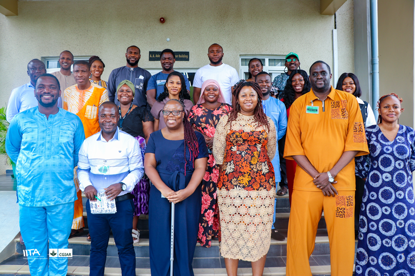 Representatives from Light for the World and JONAPWD with members of the IITA Youth in Agribusiness Unit.