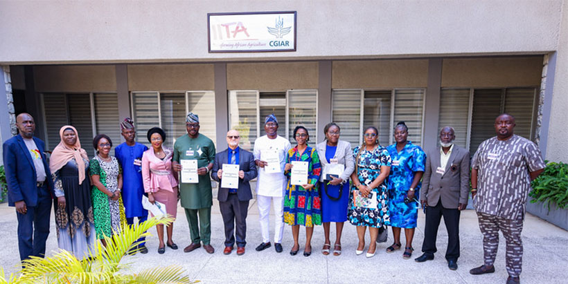 Representatives of Akinyele and Ibadan South-East after signing of MoU with IITA.