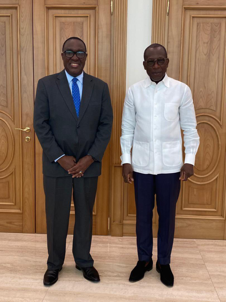 Dr Simeon Ehui with President Patrice Guillaume Talon.