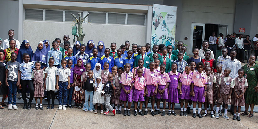 School children from various schools across Ibadan during the Radio IITA Children's Day event.