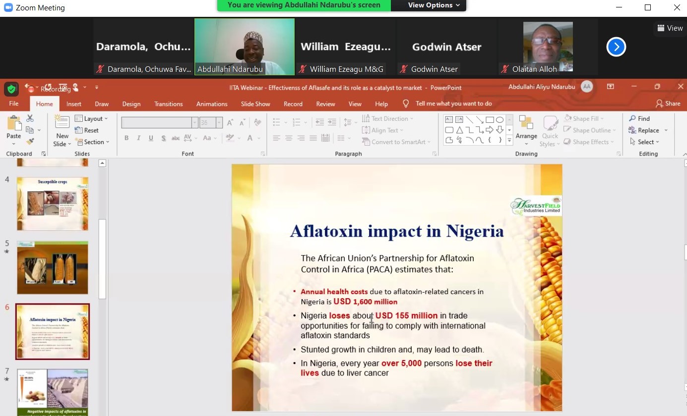 Dr Abdullah Ndarubu, sharing the impact of aflatoxin on the health and economy of Nigeria