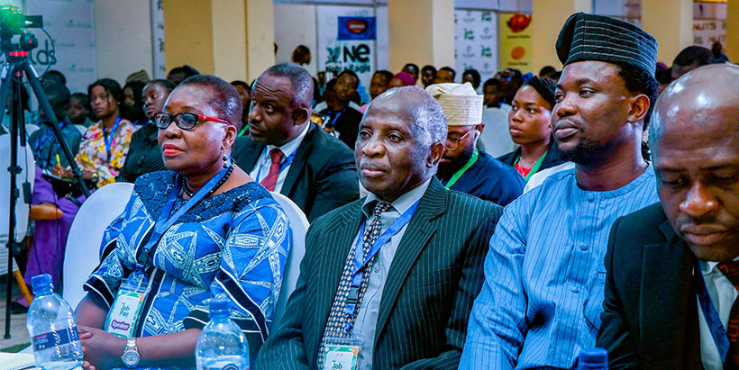 The Keynote Speaker at the Agrihub Job Fair 2024, Executive Director of Greenport Nigeria, Ms. Edobong Akpabio; the Coordinator TAAT Program Management Unit, Dr. Chrysantus Akem; and the Project Coordinator for Agrihub Nigeria, Mr. 'Tomiwa Adesanya, at the event.
