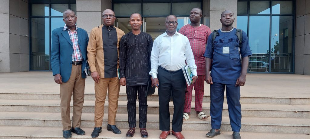 Zero Hunger Project team with ITRA DG, ITRA Director of Research, Zero Hunger rice and cassava value chain focal points seconded by ITRA, after a meeting at the Ministry of Agriculture.