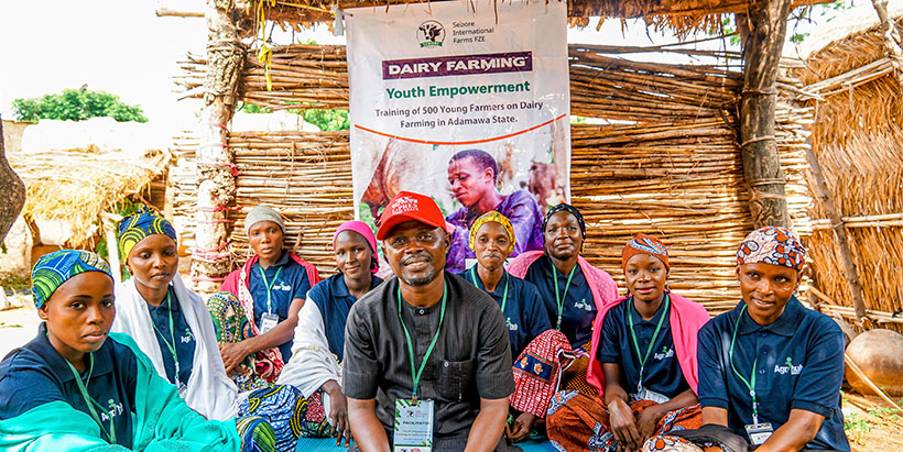 Women dairy farmers in Adamawa following a successful training session.
