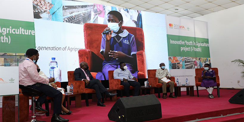 Opadotun Oluwadamilare relaying her experience with STEP during the panel discussion at I-Youth Conference in Lagos.