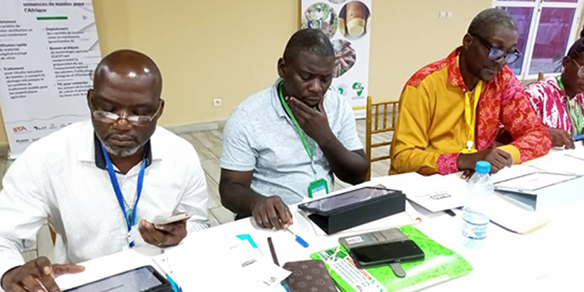 Ministry officials test the newly provided tablets that will be used for data collection and disease identification
