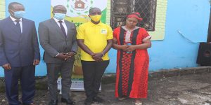 (L-R) Enable Youth Cameroon Program Coordinator, Dr Cargèle Masso, Divisional Officer of Penja M. Abate, AgriBiz Home CEO Priestly Tabi Gwangwa’a, and the MINADER representative in Penja.