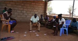 Farmers in Duko Village, northern Ghana engaged in serious gaming simulation and negotiations. (photo credit Mirja MichalscheckWageningen University & Research)
