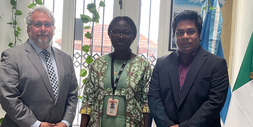 Deputy Head of Mission for Argentina in Nigeria Nicolás Perazzo Naón with Dr Beatrice Aighewi