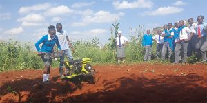 Small-scale agricultural mechanization training at Mwiki Secondary School in Kenya.