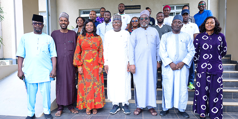 FUAEB delegates with IITA Deputy Director General, Partnerships for Delivery and Scaling, Dr Tahirou Abdoulaye, and representatives of the IITA Youth in Agribusiness (IYA) and Capacity Development Office after discussions on entrepreneurship-driven agricultural education, capacity-building models, and agribusiness development for raising job creators in the agrifood sector.