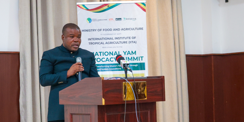 Hon. Bright Demordzi delivering his keynote speech.