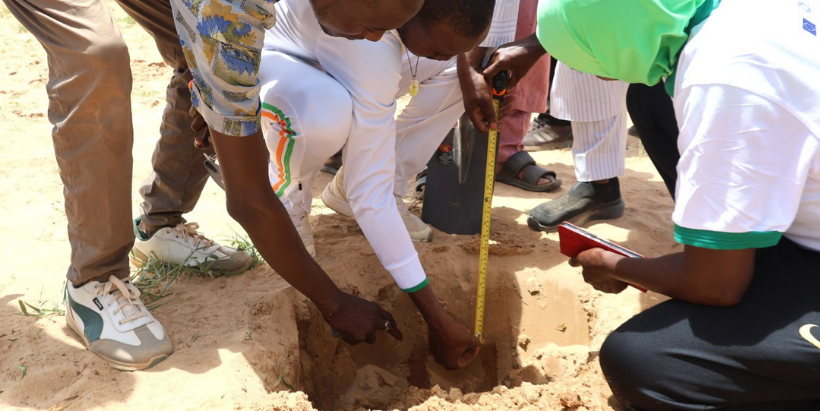 Hands on practicals during the soil sampling training.