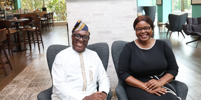 IITA Director General, Dr Simeon Ehui with the Malawian Minister of Agriculture, Irrigation and Water Development, Roza Fatch Mbilizi