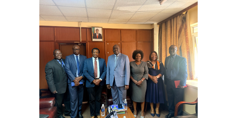 IITA-SAH Director Dr David Chikoye (centre-left), PS-MDD Alfred Sakwiya (centre-right), with departmental directors