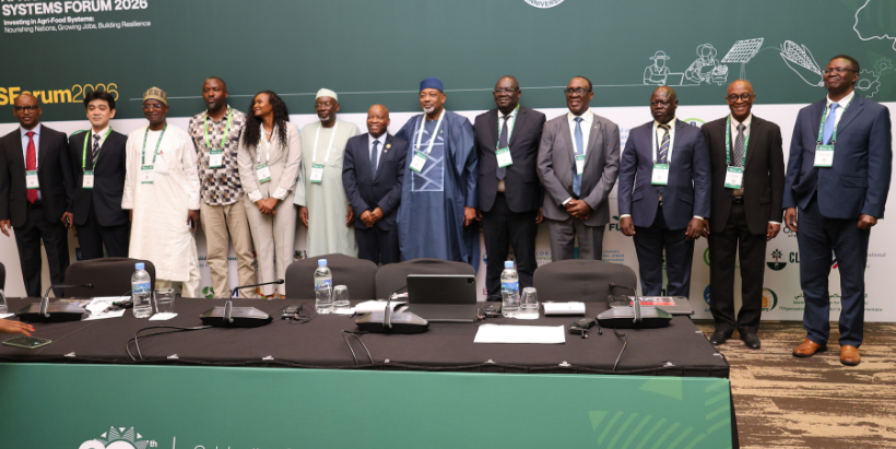 IITA Director General, Dr Simeon Ehui with other speakers at the high-level AEFPF session in Kigali, Rwanda