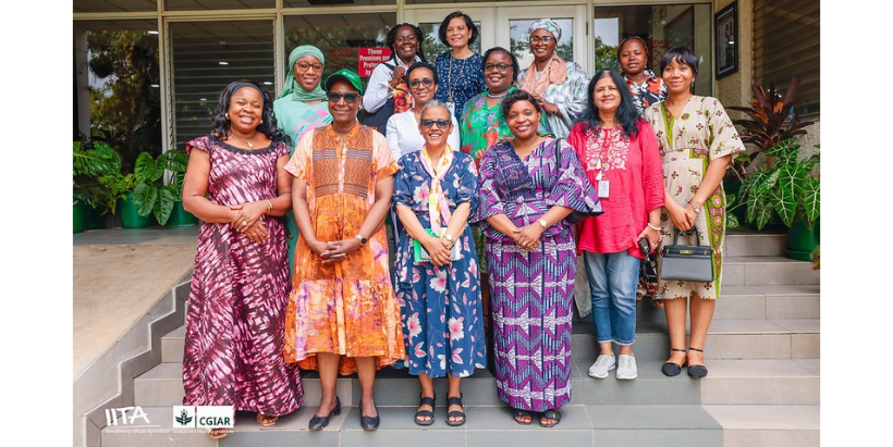 H. E. Roman Tesfaye, former First Lady of Ethiopia with Dr Mamou Ehui and some members of the IITA Women's group.