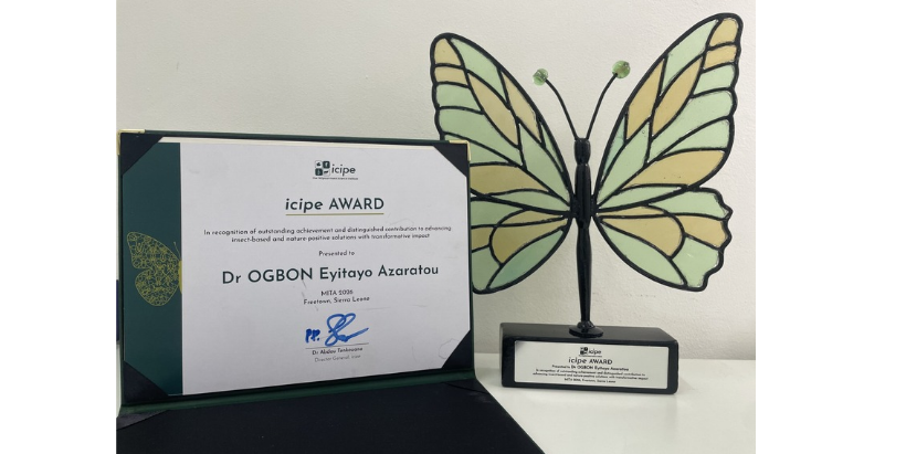 The ICIPE special prize won by Dr Eyitayo Azaratou Ogbon.
